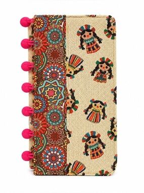 Colorful Patterned Clutch with Pom Poms